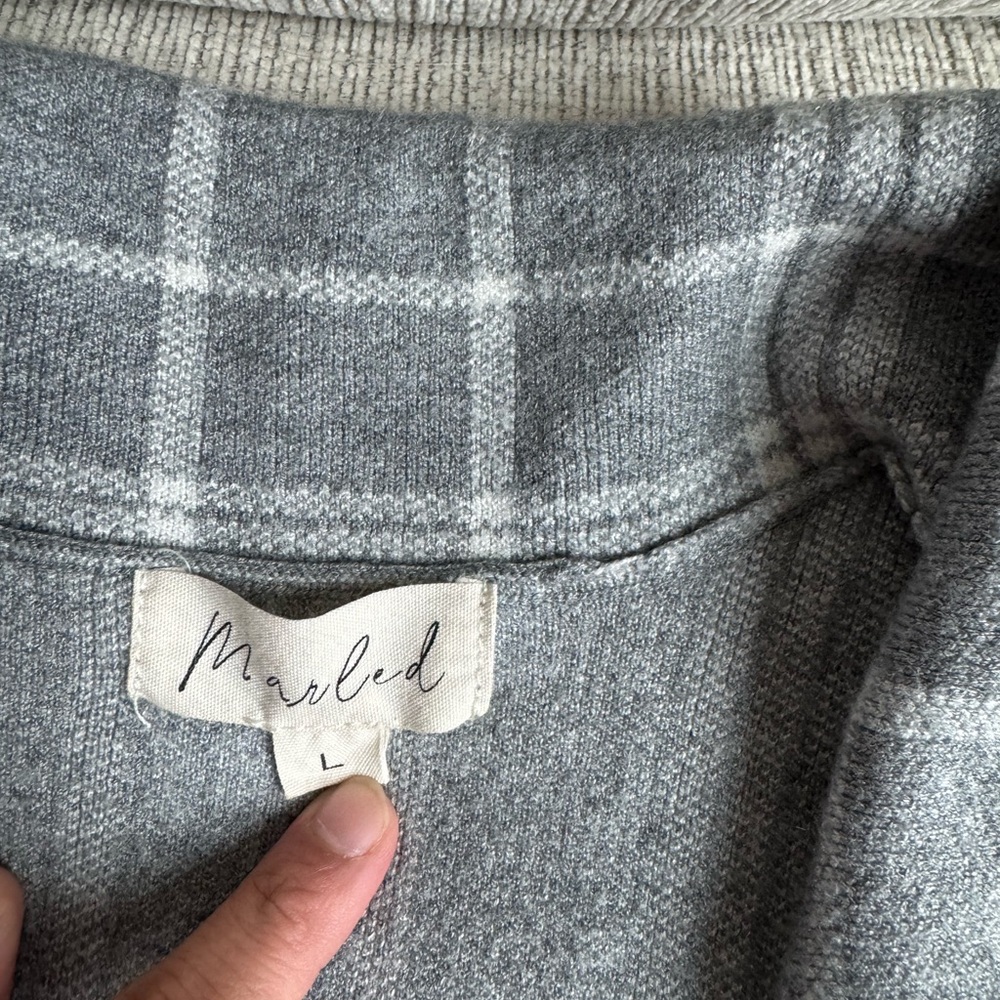 Marled Double Breasted Button Collared Sweater Ve… - image 3